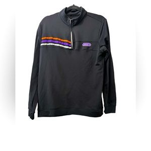 Adidas Golf Quarter‎ Zip Men’s Size Medium Black With Color Stripes